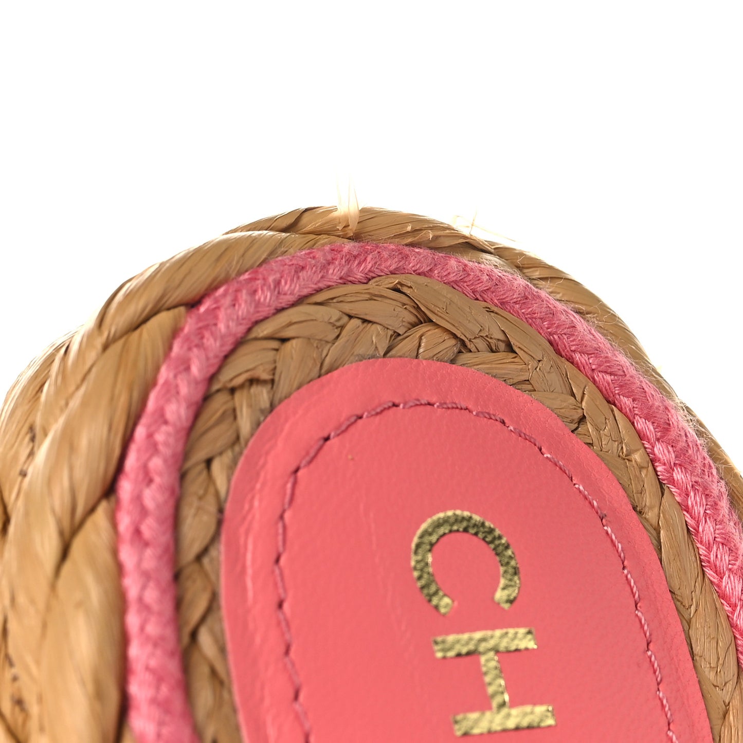 Terry Cloth Raffia CC Logo Thong Sandals 39 Pink