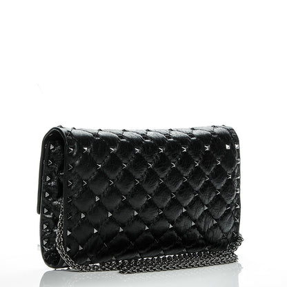 Valentino Garavani Lambskin Rockstud Spike Wallet on Chain Black 3 of 6