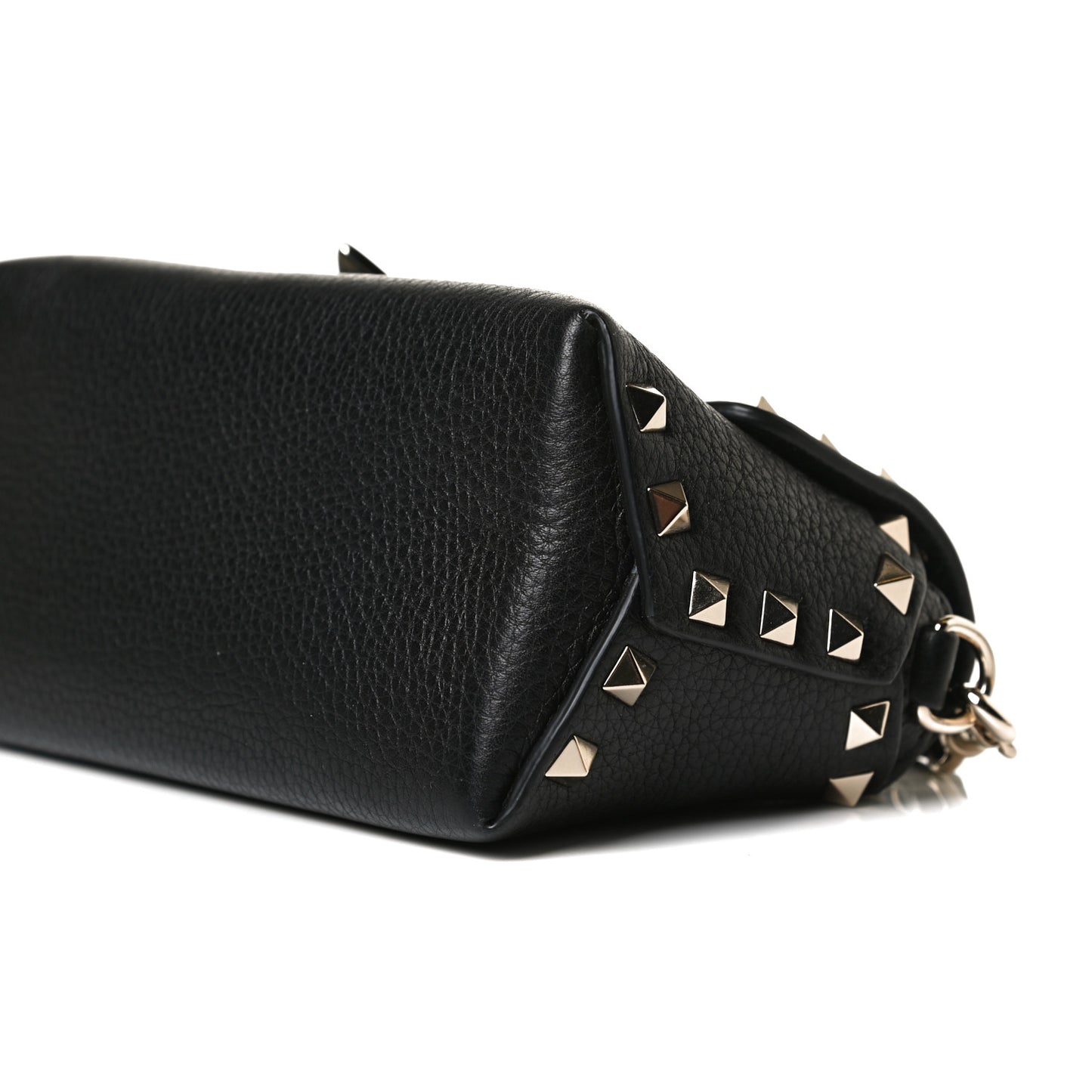 Pebbled Calfskin Mini Rockstud Crossbody Bag Black