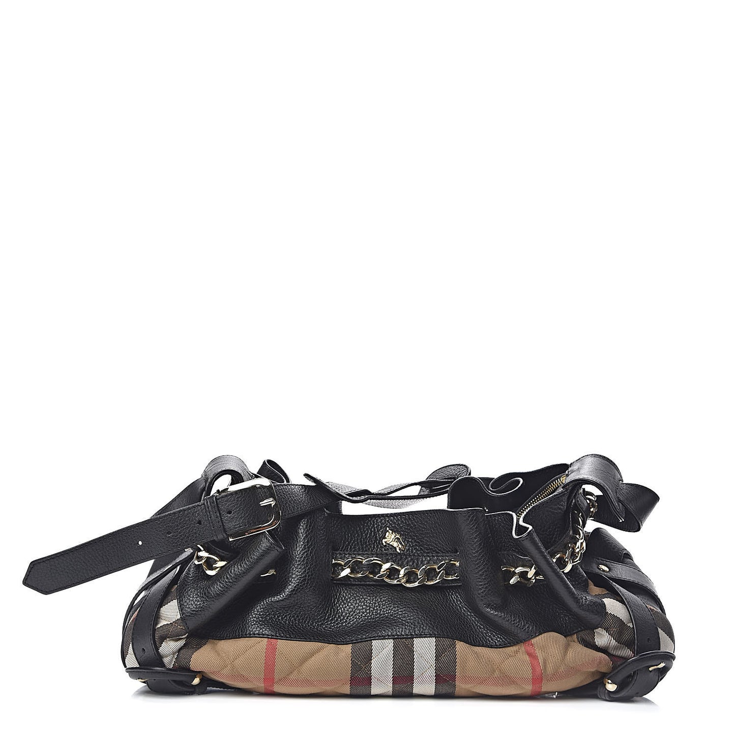 Grainy Calfskin House Check Margaret Bag Black