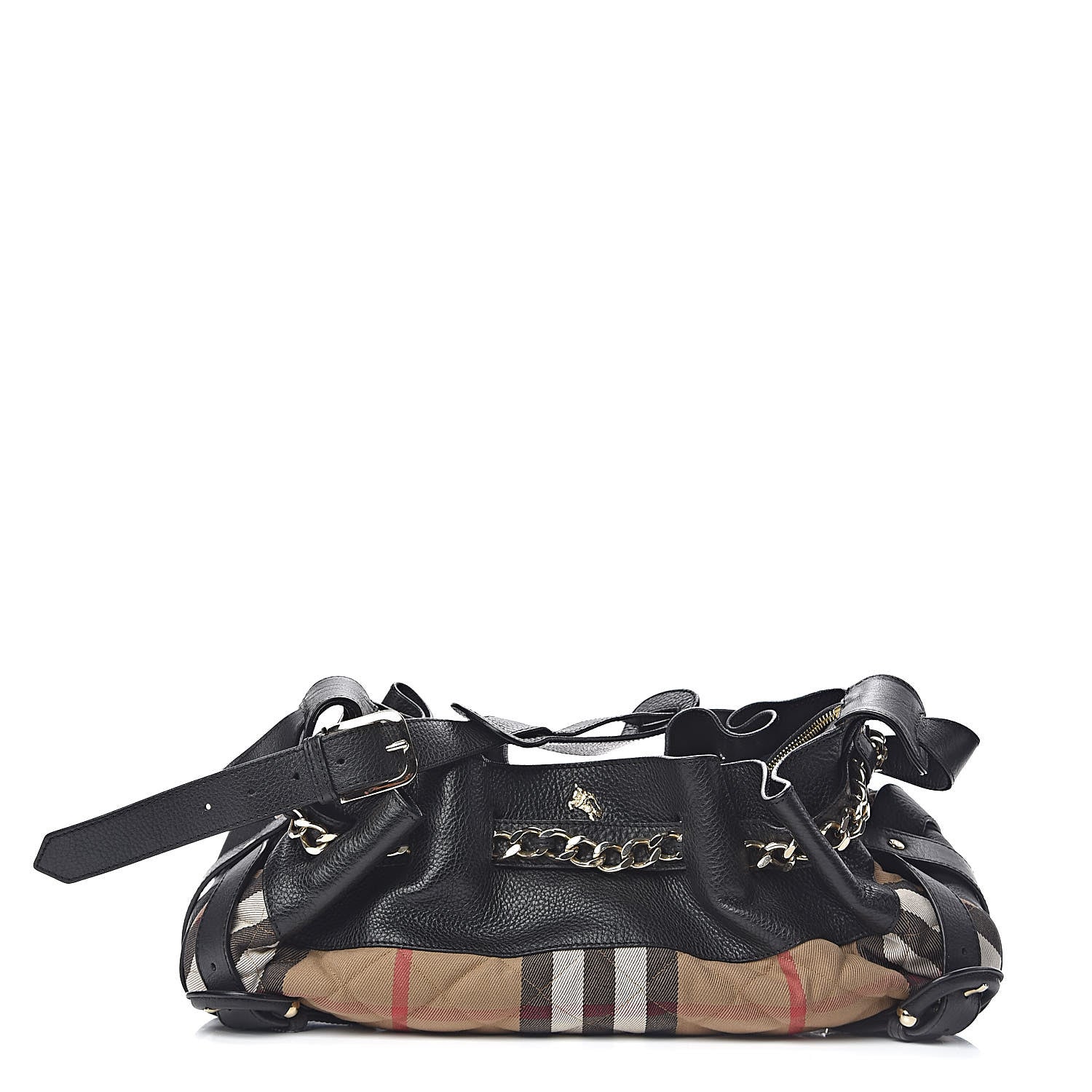 Burberry Grainy Calfskin House Check Margaret Bag Black 1 of 11