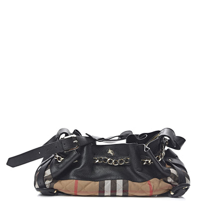 Burberry Grainy Calfskin House Check Margaret Bag Black 1 of 11