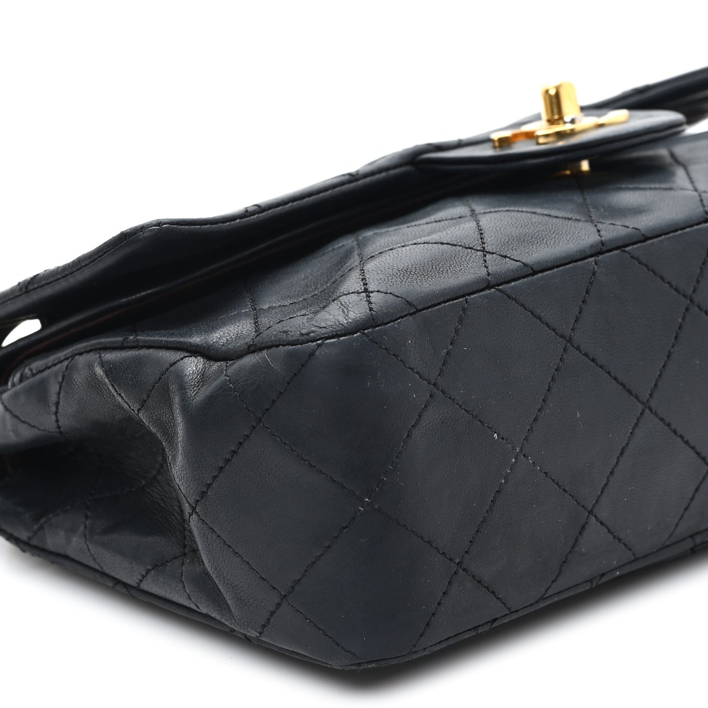 Lambskin Quilted Small Double Flap Black