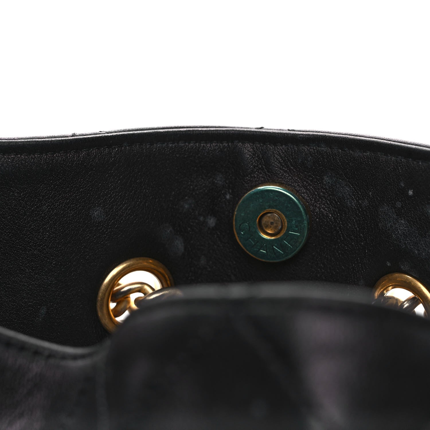 Chanel Lambskin Stitched Drawstring Bucket Bag Black 8 of 9