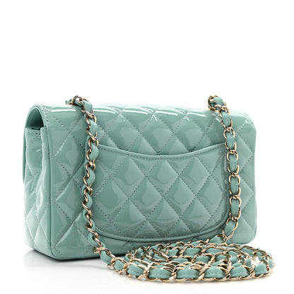 Chanel Patent Calfskin Quilted Mini Rectangular Flap Light Blue 3 of 11