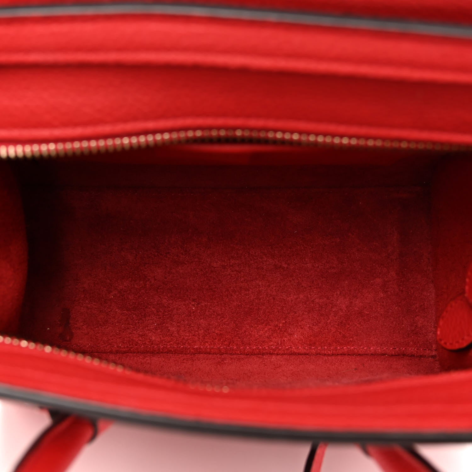 Celine Drummed Calfskin Nano Luggage Coquelicot 5 of 12
