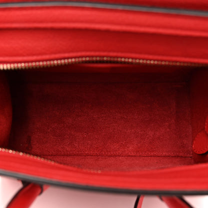 Celine Drummed Calfskin Nano Luggage Coquelicot 5 of 12