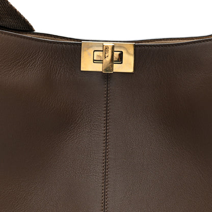 Fendi Vitello Seta Glazed Fabric FF 1974 Medium Peekaboo X-Lite Maya Mogano Panna 7 of 9