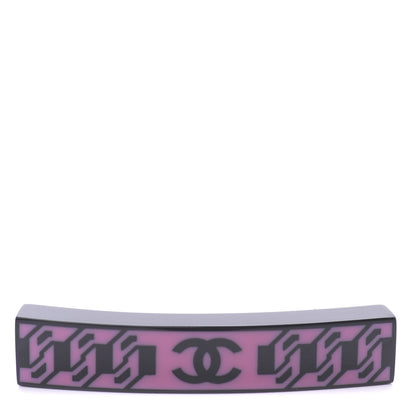 Chanel Resin Chain CC Hair Clip Barrette Black Pink 1 of 4