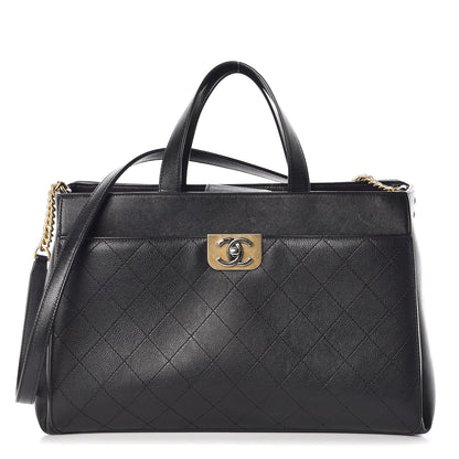 Chanel Calfskin Stitched Large Straight Lines Shopping Tote Black 1 of 11