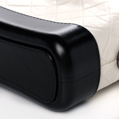 Chanel Aged Calfskin Quilted Small Gabrielle Hobo Black White 10 of 11