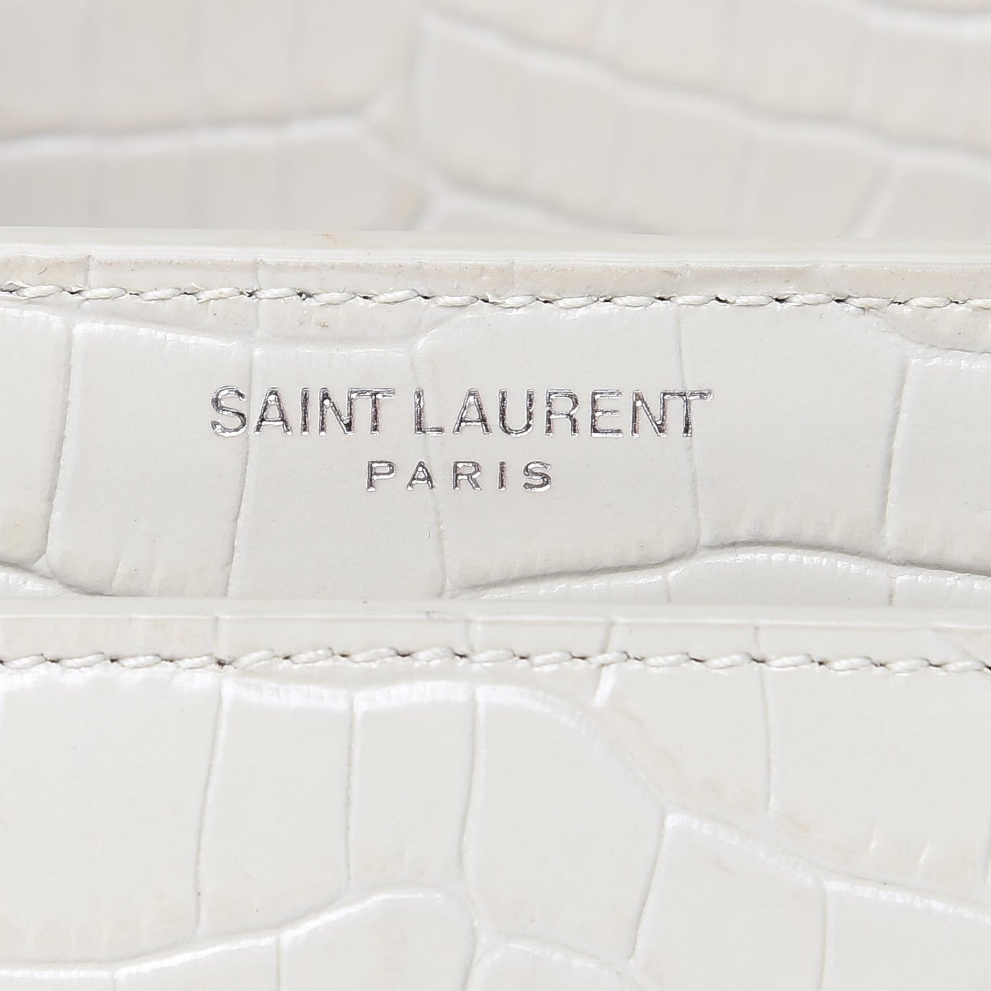 Calfskin Crocodile Embossed Medium Monogram Sunset Icy White