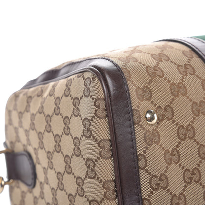 Gucci Monogram Vintage Web Medium Boston Dark Brown 10 of 13