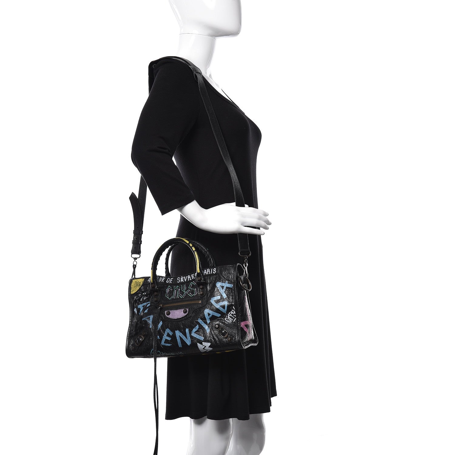 Balenciaga Agneau Graffiti All Over Classic Hardware S City Black Multicolor 3 of 14