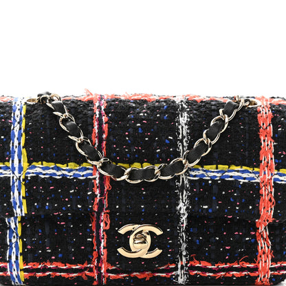 Chanel Tweed Quilted Mini Rectangular Flap Black Orange Blue 8 of 10