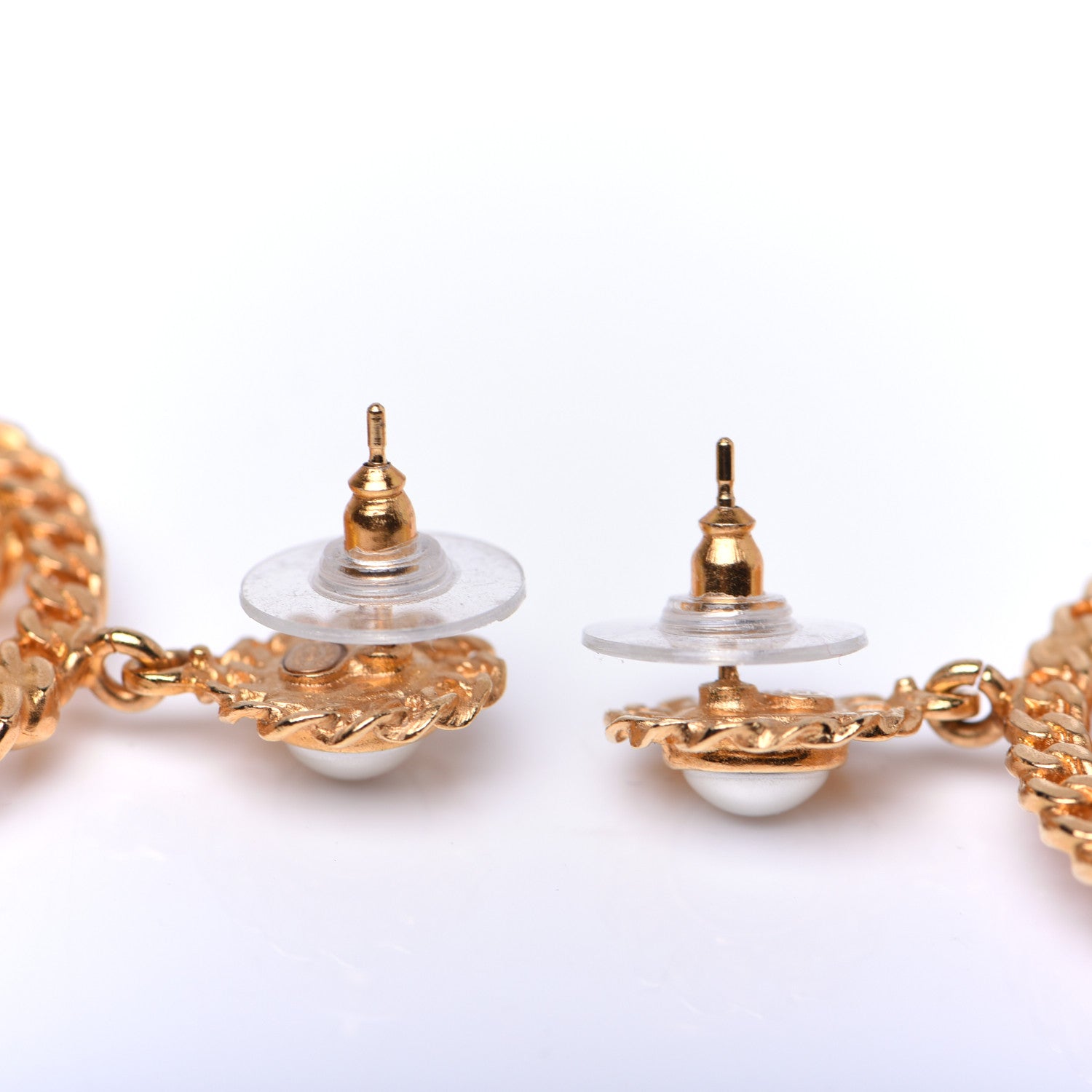 Chanel Pearl Gripoix CC Chain Drop Earrings Gold 4 of 6