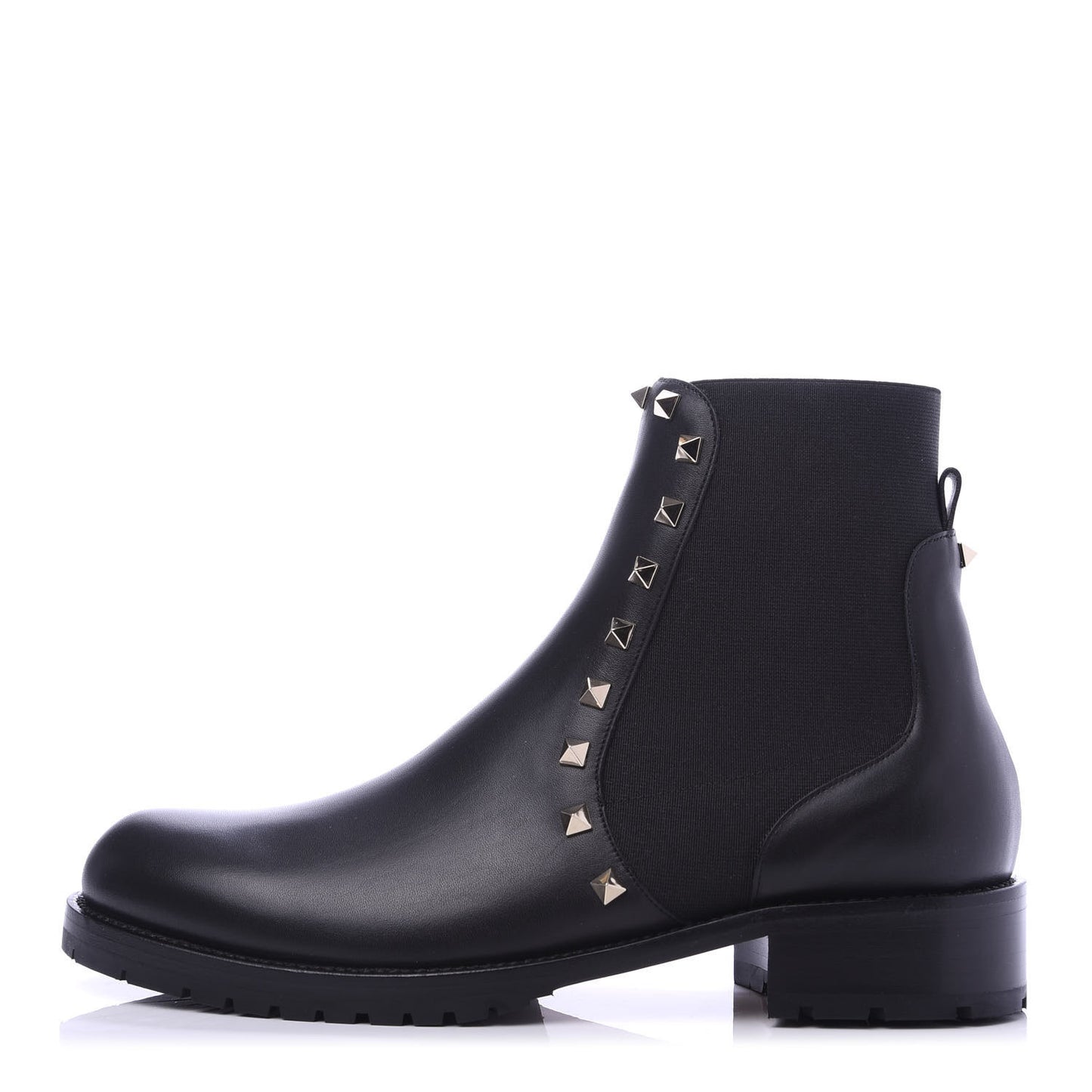 Calfskin Rockstud Beatle Chelsea 20mm Ankle Boots 40 Black