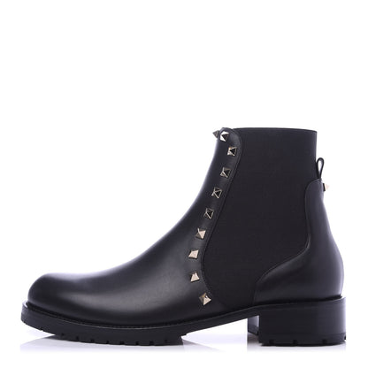 Valentino Garavani Calfskin Rockstud Beatle Chelsea 20mm Ankle Boots 40 Black 1 of 9