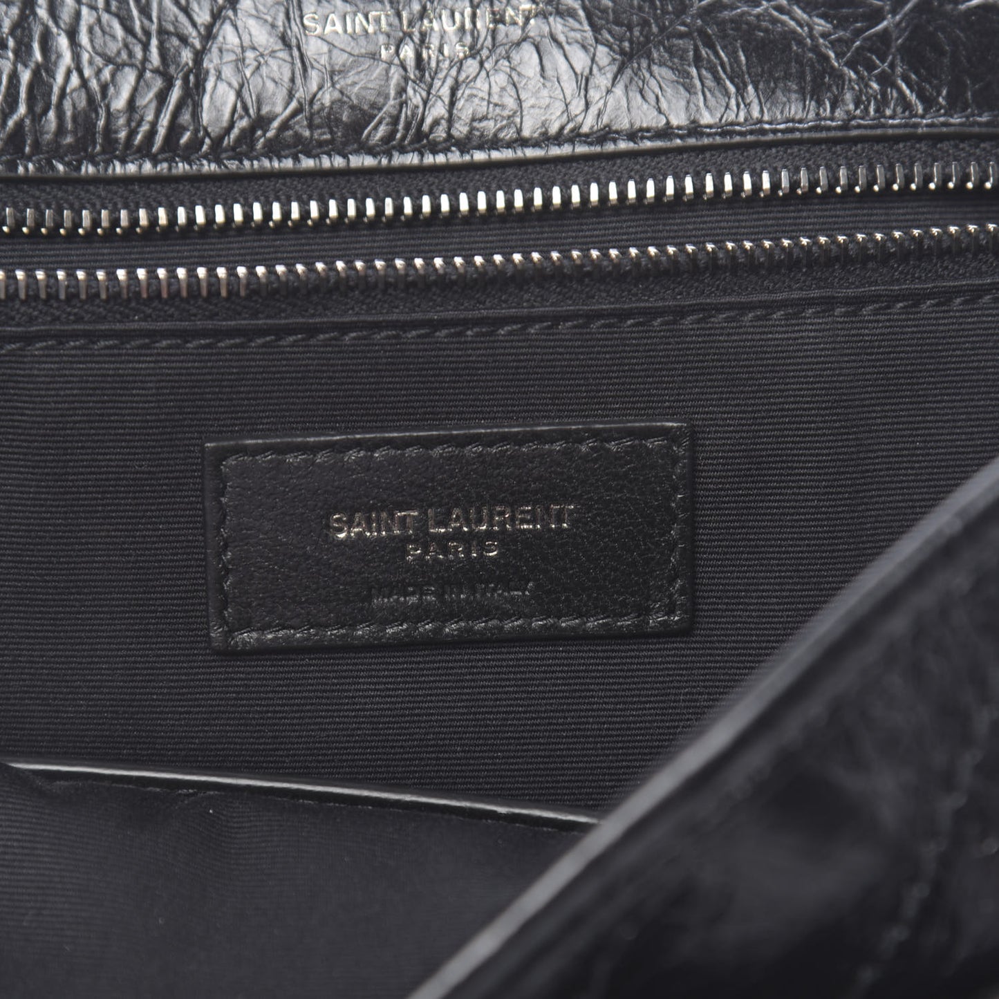 Crinkled Calfskin Matelasse Monogram Large Niki Chain Satchel Black