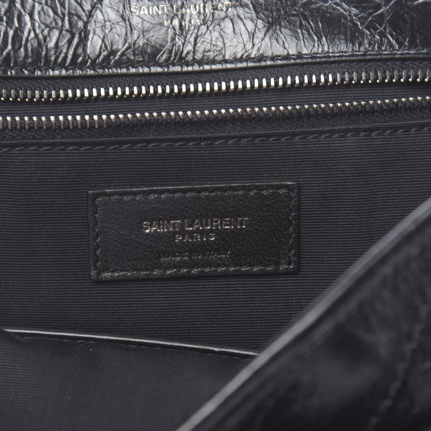 Saint Laurent Crinkled Calfskin Matelasse Monogram Large Niki Chain Satchel Black 6 of 9