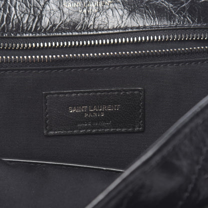 Saint Laurent Crinkled Calfskin Matelasse Monogram Large Niki Chain Satchel Black 6 of 9