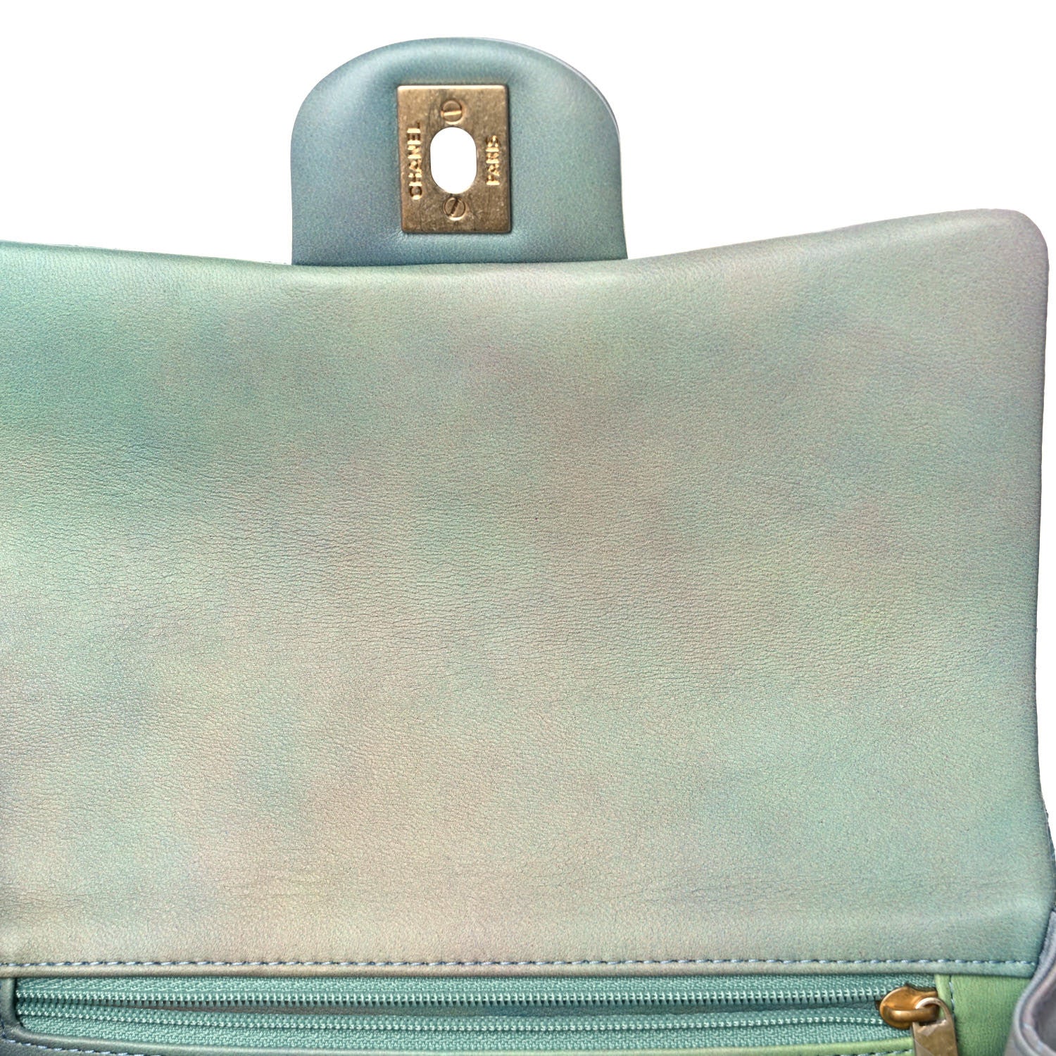Chanel Lambskin Quilted Ombre Mini Top Handle Rectangular Flap Blue Green 12 of 13