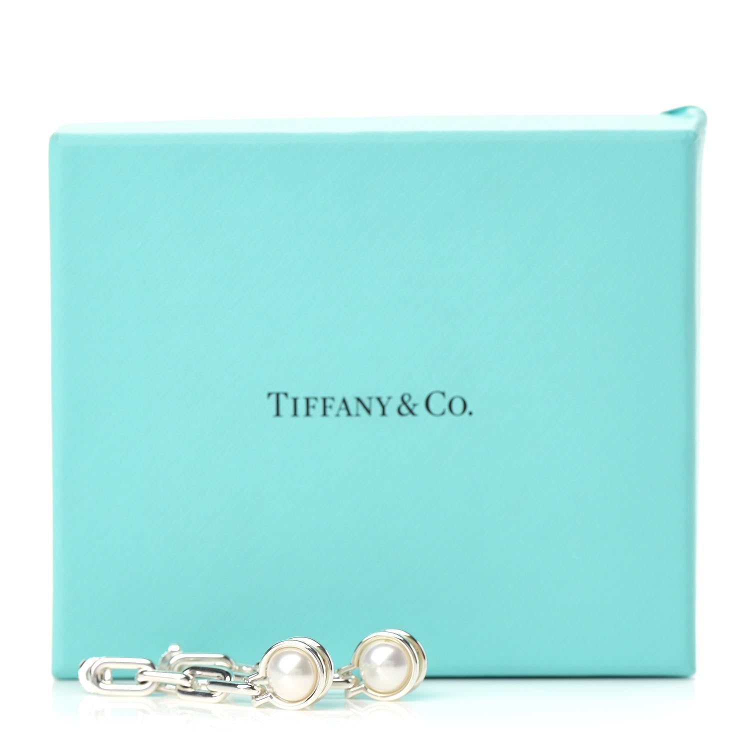 Tiffany Sterling Silver Pearl HardWear Triple Link Earrings 6 of 6