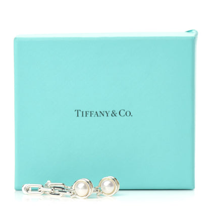 Tiffany Sterling Silver Pearl HardWear Triple Link Earrings 6 of 6