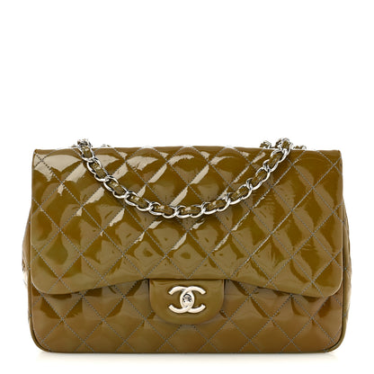 Chanel Patent Quilted Jumbo Single Flap Grey 1 of 10