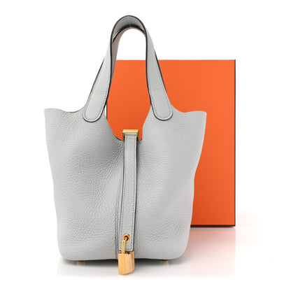 Hermes Taurillon Clemence Picotin Lock 18 PM Bleu Pale 12 of 12