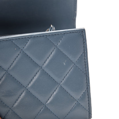Chanel Lambskin Quilted Large Gusset Flap Wallet Blue 10 of 16