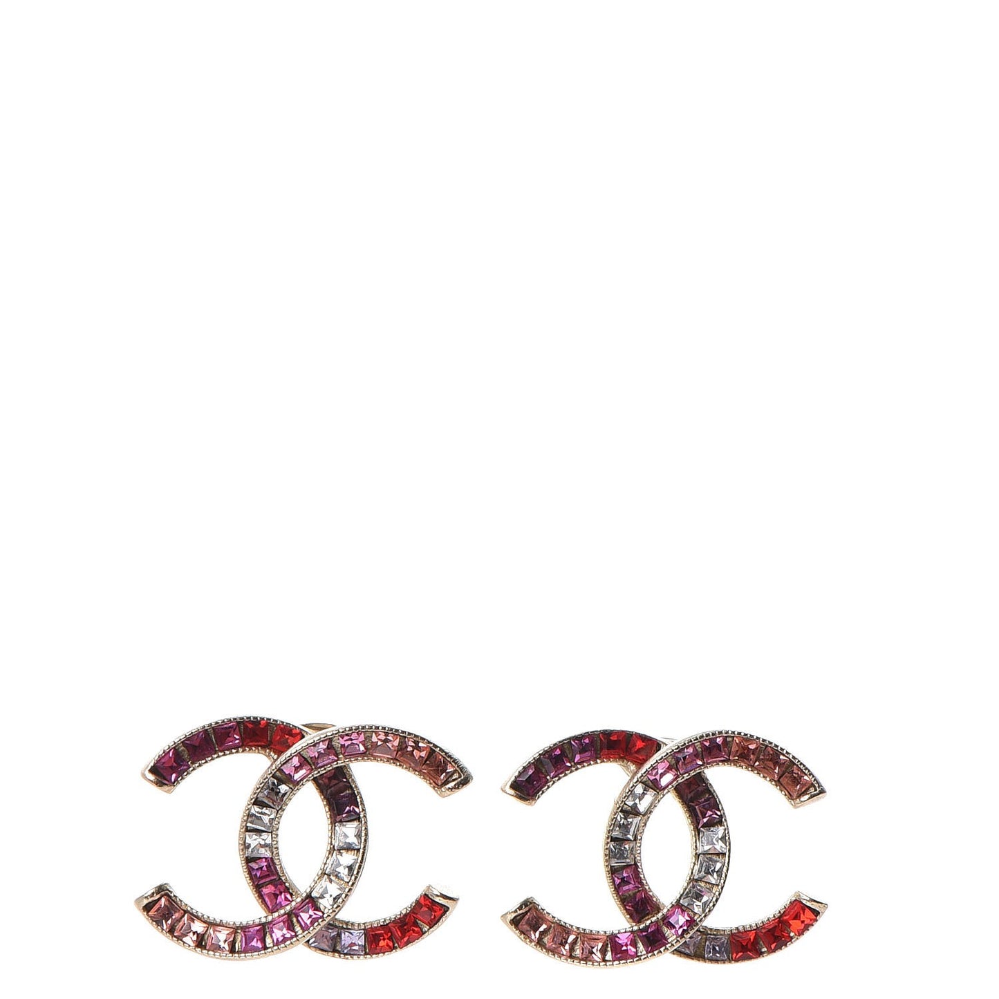 Crystal Baguette CC Earrings Gold Multicolor