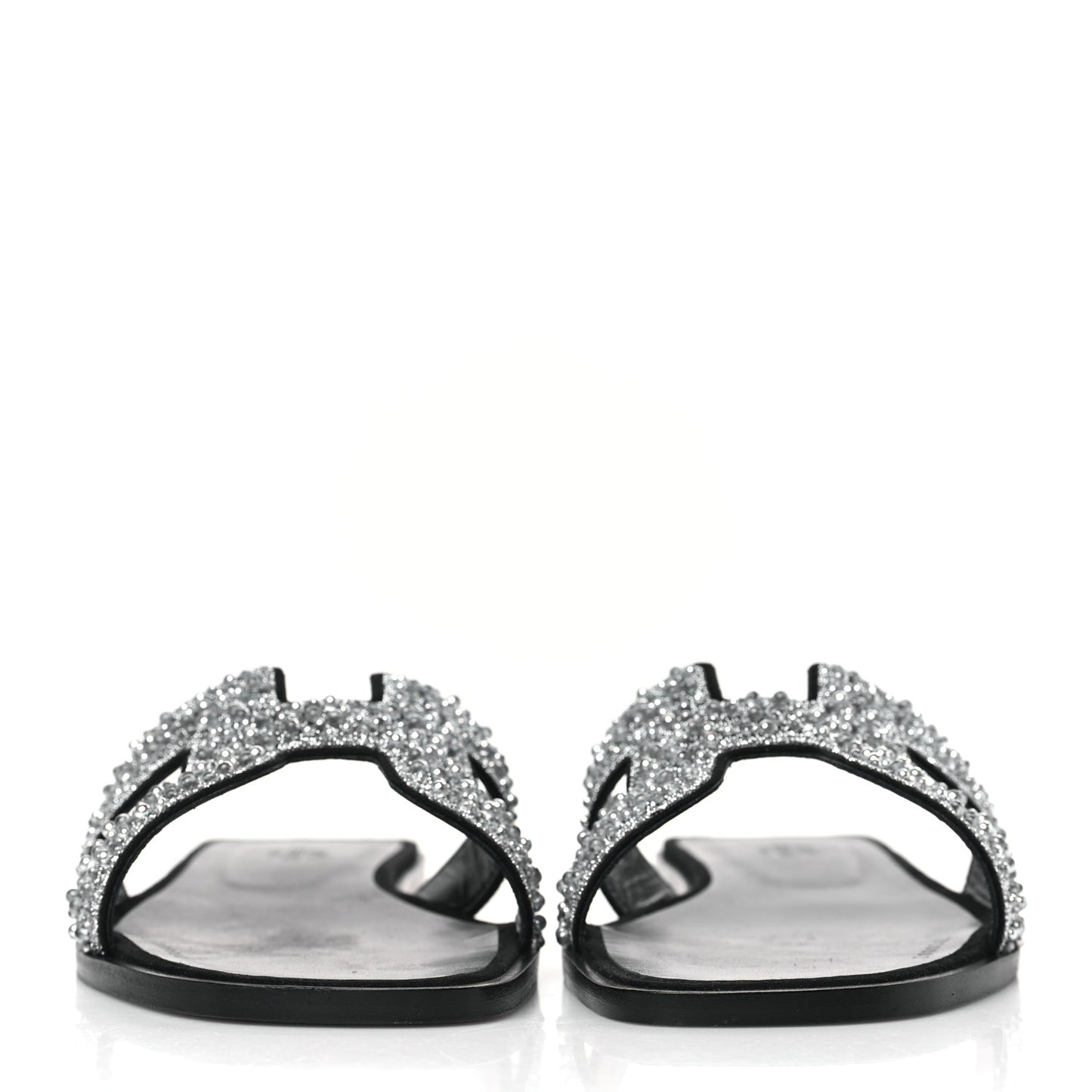 Velvet Goatskin Crystal Beads Oran Sandals 41 Gris Argente