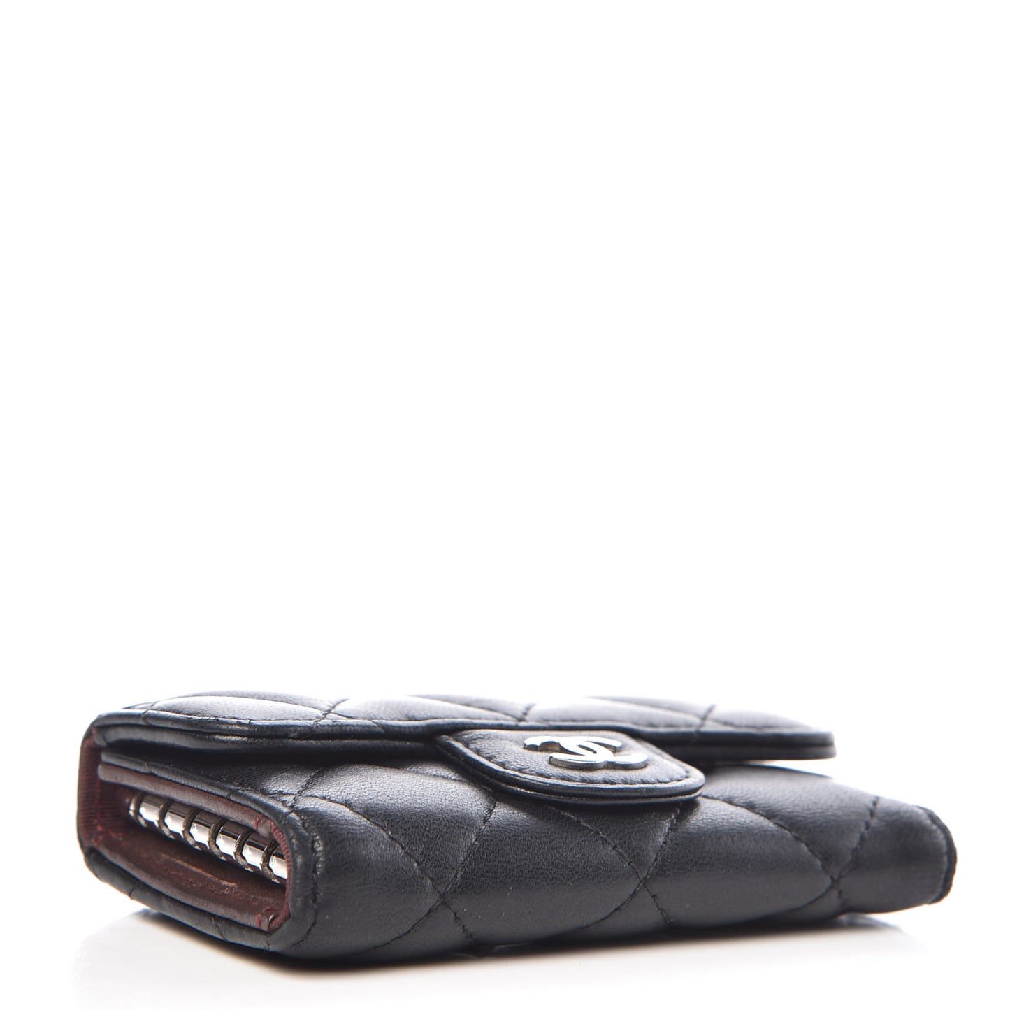 Lambskin Quilted 6 Key Holder Black