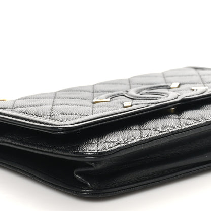 Chanel Caviar Quilted CC Filigree Wallet On Chain WOC Black 9 of 10