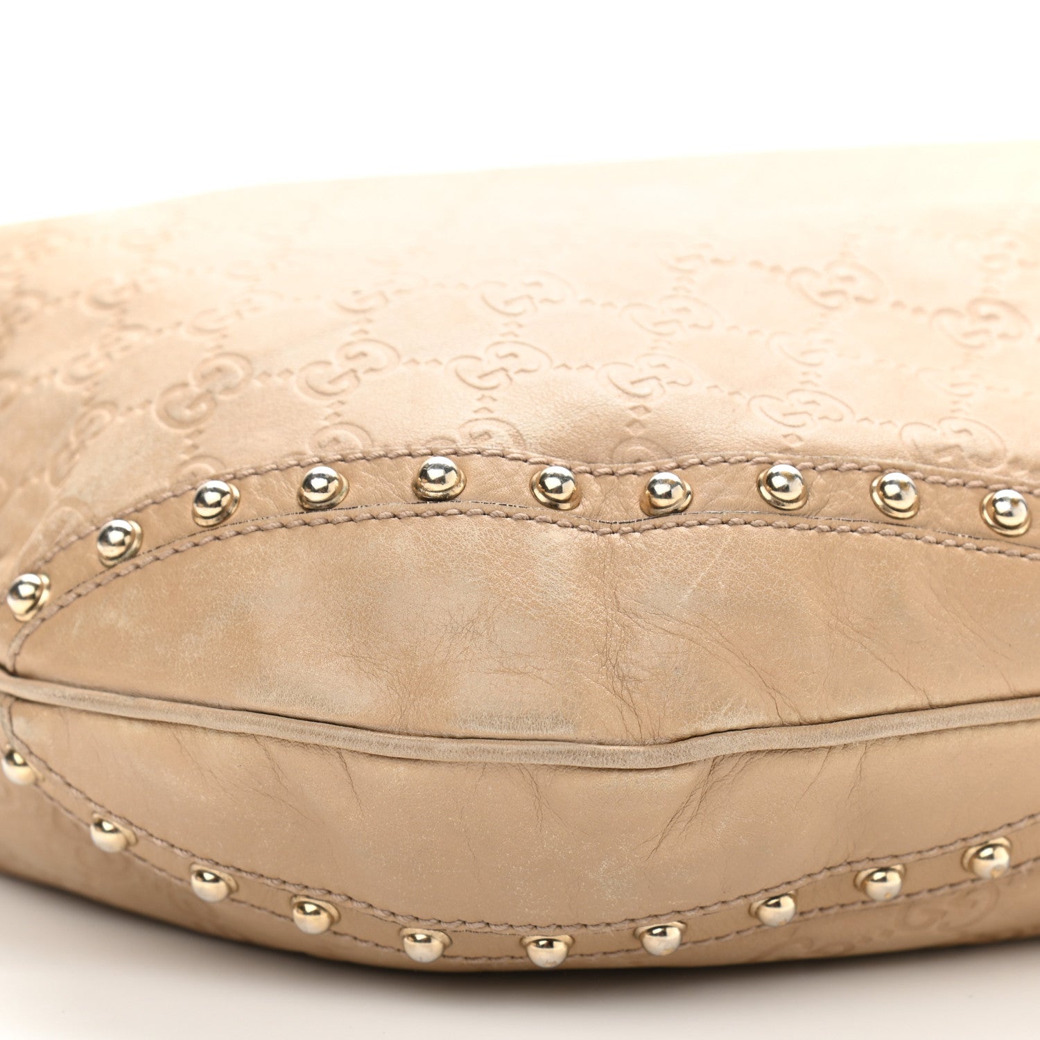 Gucci Guccissima Studded Pelham Shoulder Bag Beige 8 of 17