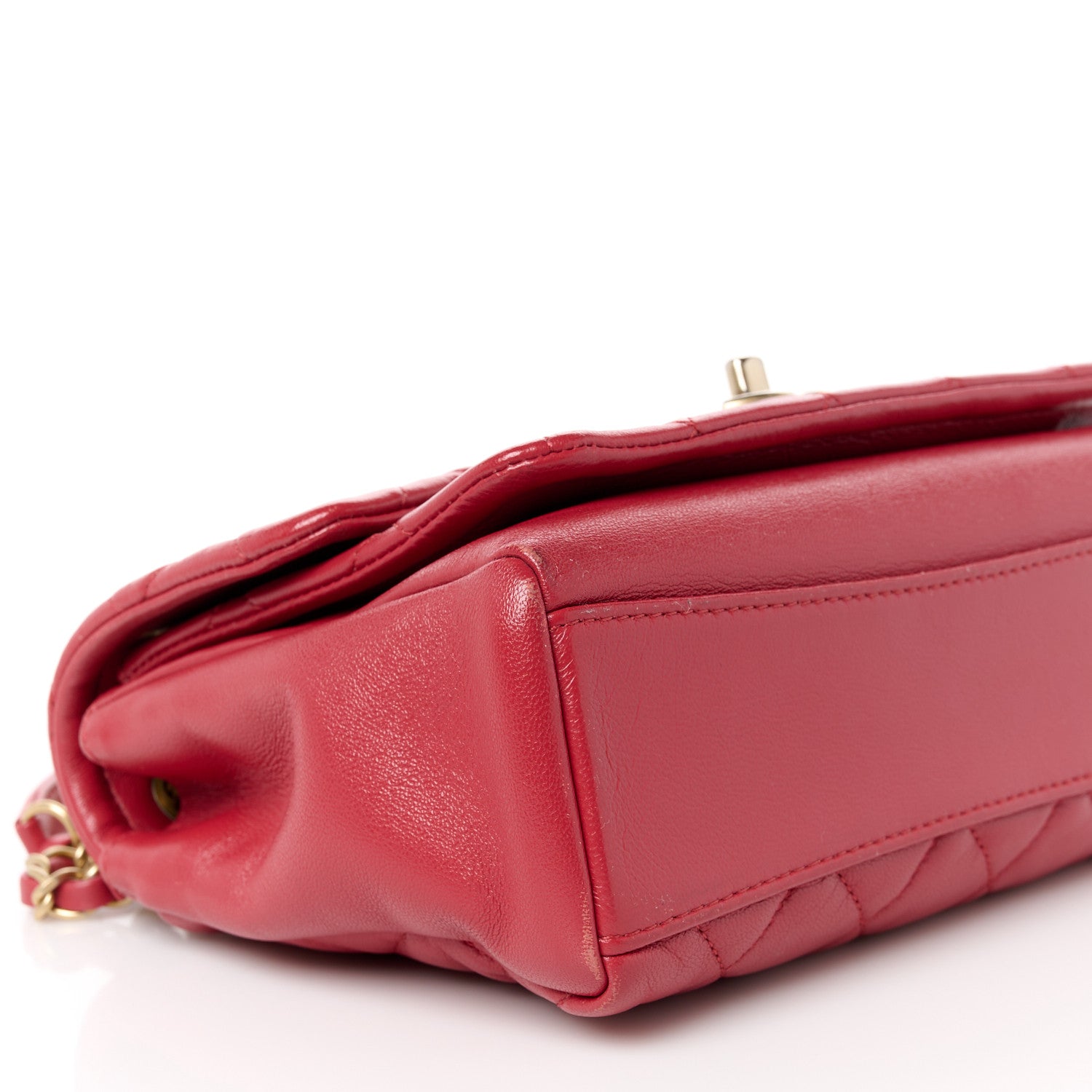 Chanel Lambskin Quilted Small Chain Link Flap Bag Red 10 of 13