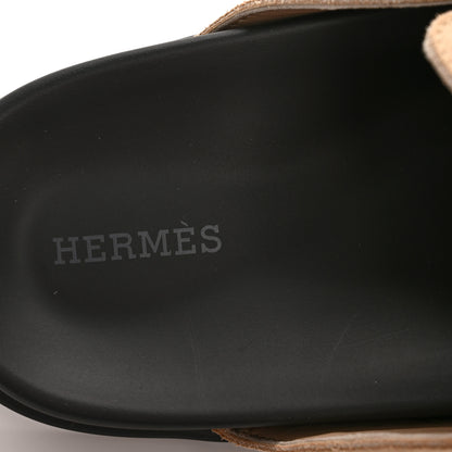 Hermes Suede Calfskin Womens Go Mules 38.5 Beige Argile 8 of 10