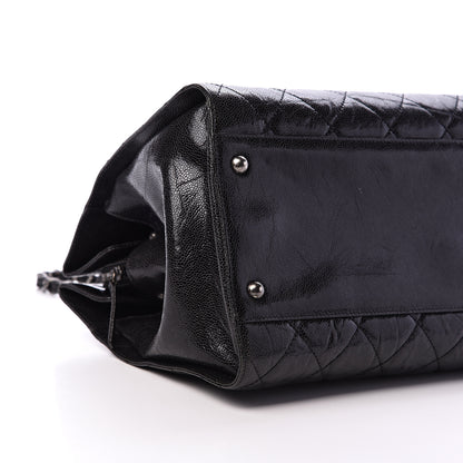 Chanel Crumpled Grained Calfskin Quilted CC Crave Tote Black 8 of 12
