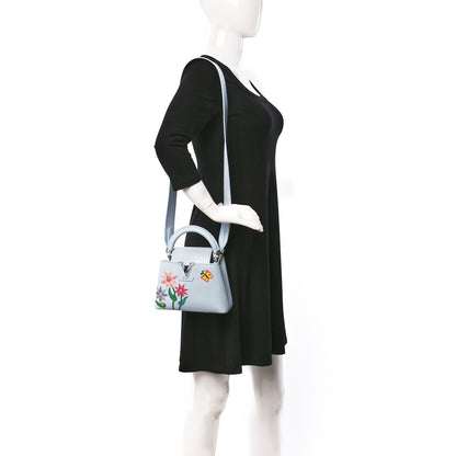 Louis Vuitton LV X YK Taurillon Inlaid Kusama Flowers Mini Capucines Pale Blue 2 of 8
