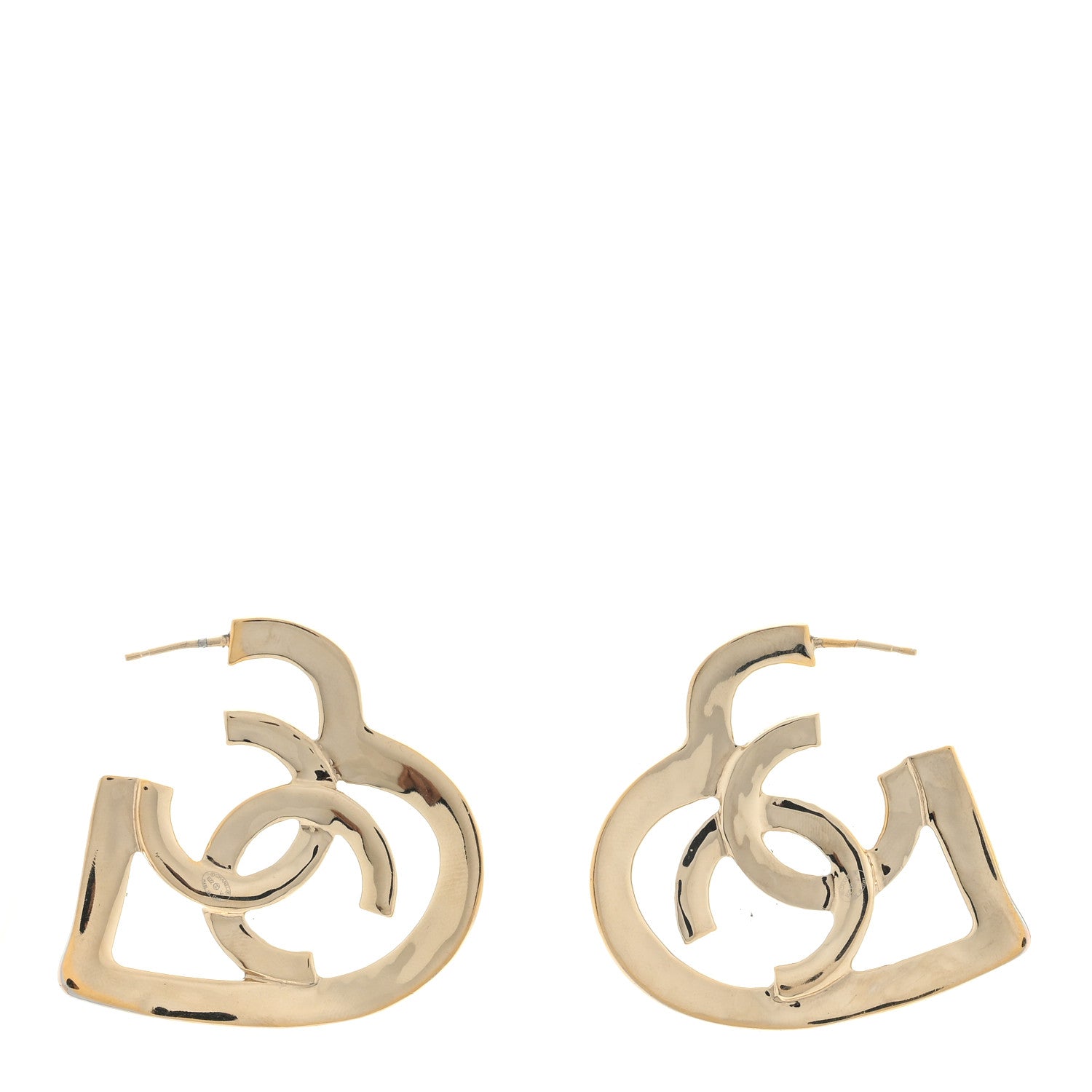 Chanel Metal CC Heart Coco In Love Hoop Earrings Gold 3 of 4