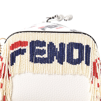 Fendi X FILA Calfskin F is Fendi Mania Fringe Mini Mon Tresor Bucket Bag White 11 of 11