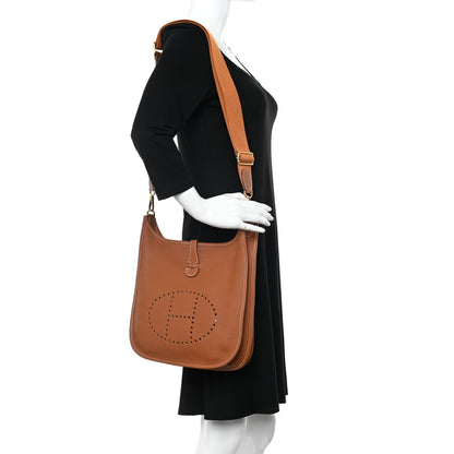Hermes Taurillon Clemence Evelyne III PM Gold 2 of 10