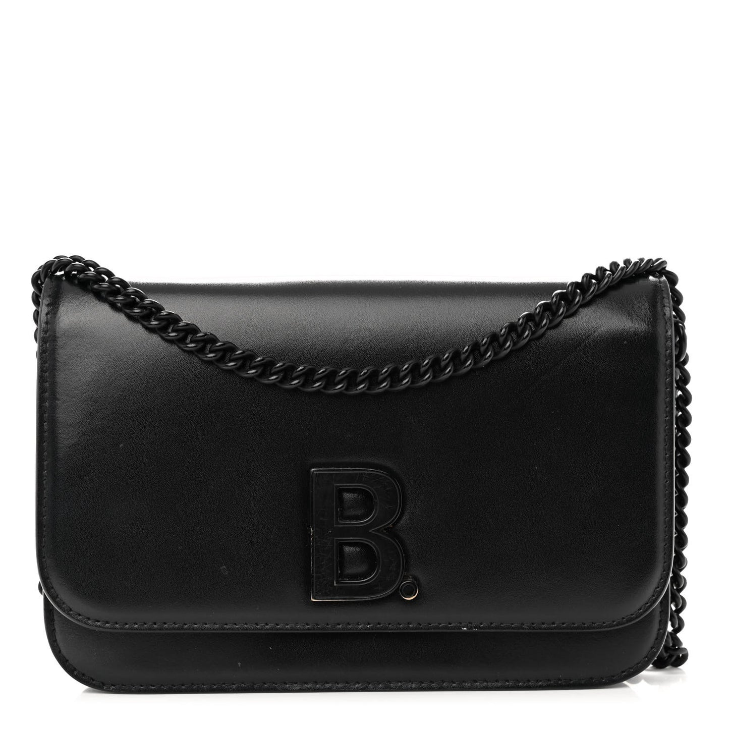 Smooth Calfskin B Wallet on Chain Black