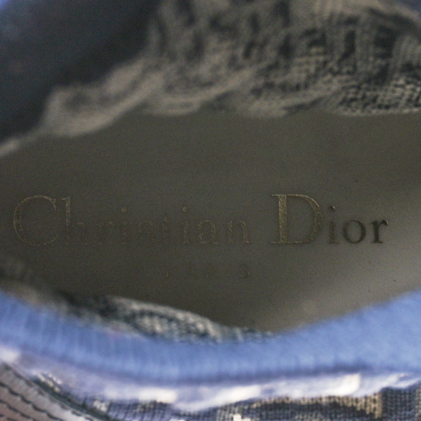 Technical Knit Calfskin Oblique Womens Walk'n Dior High Top Sneakers 39 Deep Blue