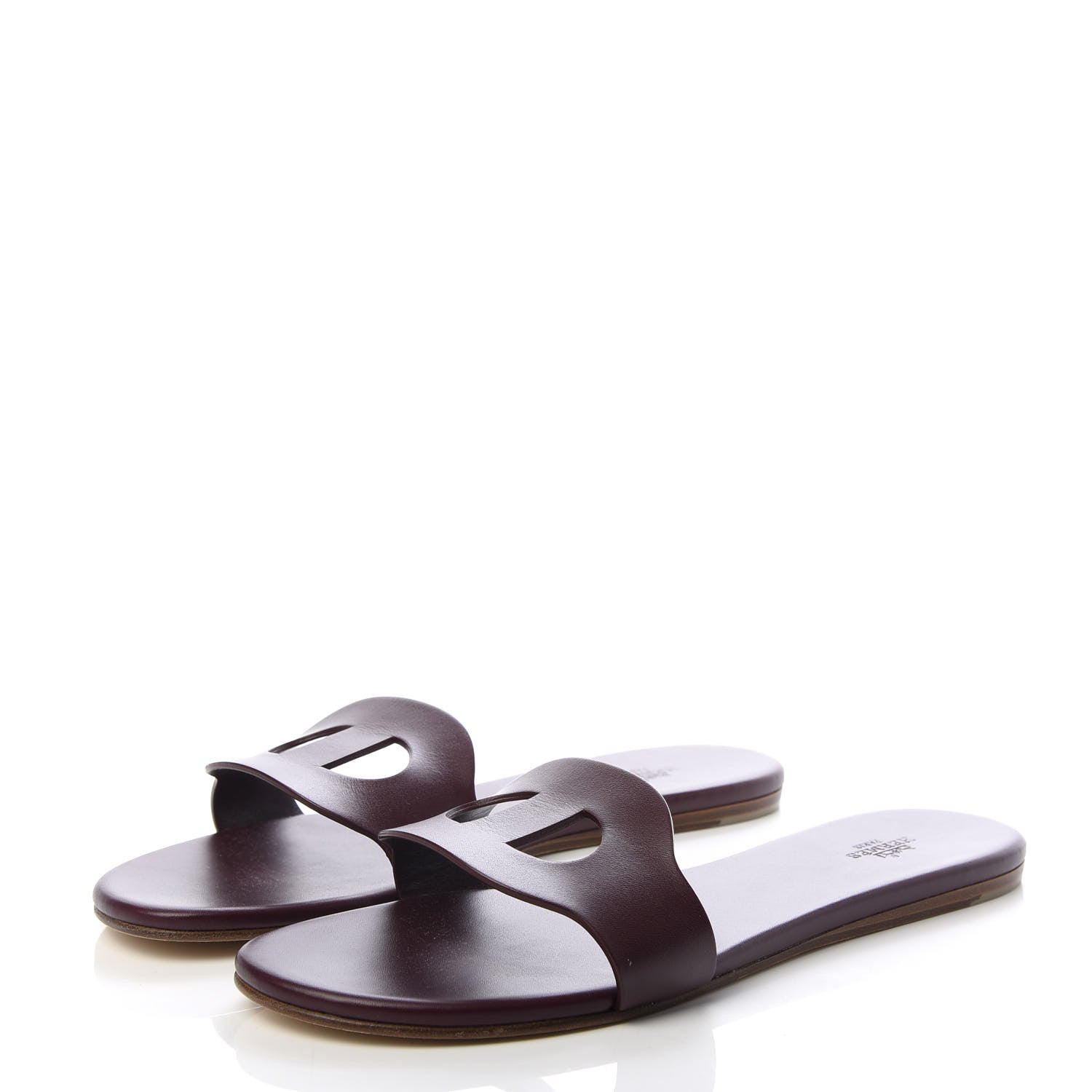 Hermes Calfskin Lisboa Sandals 40.5 Bordeaux 3 of 9