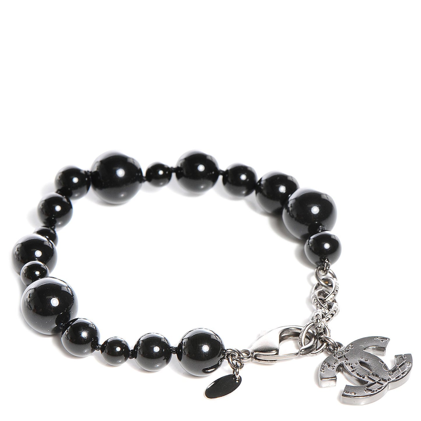 Glass Bead CC Map Bracelet Ruthenium Black