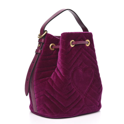 Gucci Velvet Matelasse GG Marmont Bucket Bag Fuchsia Violet Cyclamen 3 of 12