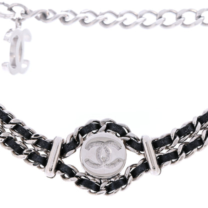 Chanel Lambskin CC Chain Choker Necklace Silver Black Silver Black 4 of 7