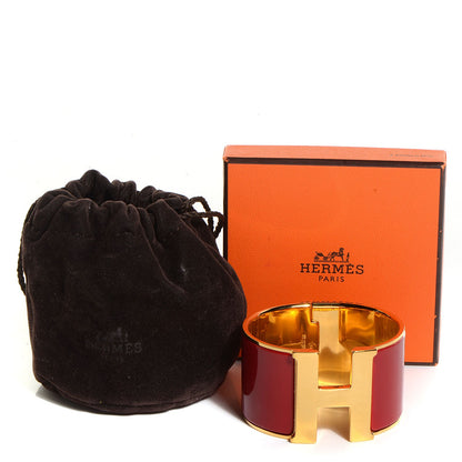 Hermes Enamel Clic H Extra Wide Bracelet PM Red 7 of 7